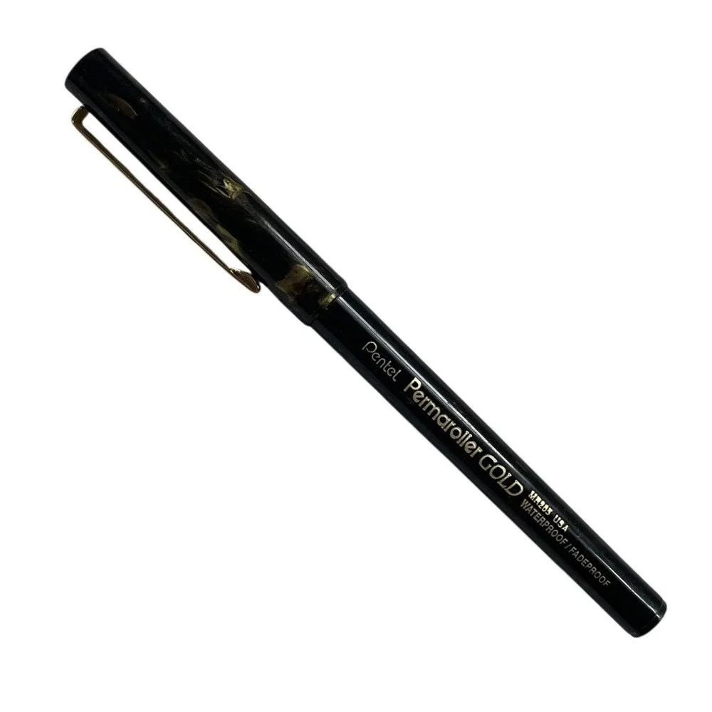 PENTEL, MICRO Fine PERMAROLLER, WATERPROOF ON PAPER Black INK MR205A Metal‎ Tip